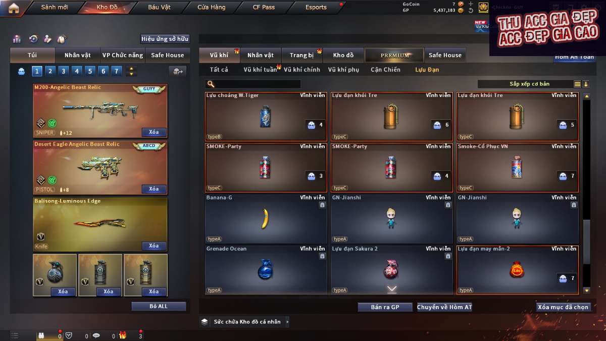 shop acc cf uy tin gia re